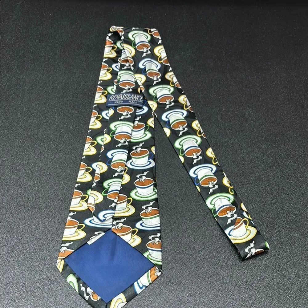 Renaissance Coffee Cup Patterned Silk Tie